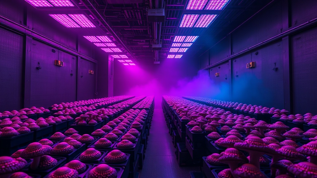 Dark mushroom cultivation laboratory
